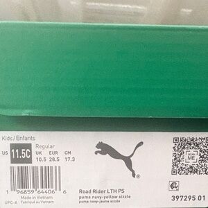 Puma Kids' Vibrant Navy Green and Yellow Sneakers